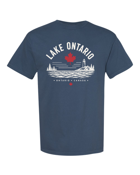 "Lake Ontario" Lighthouse Adult Cotton T-Shirt with Printed Logo