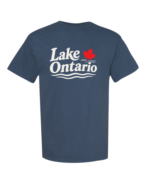 "Lake Ontario" Maple Leaf Adult Cotton T-Shirt with Printed Logo