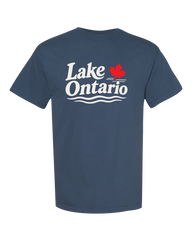 "Lake Ontario" Maple Leaf Adult Cotton T-Shirt with Printed Logo