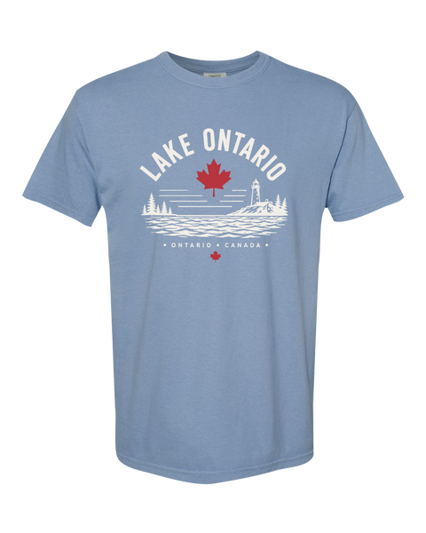 "Lake Ontario" Lighthouse Adult Cotton T-Shirt with Printed Logo