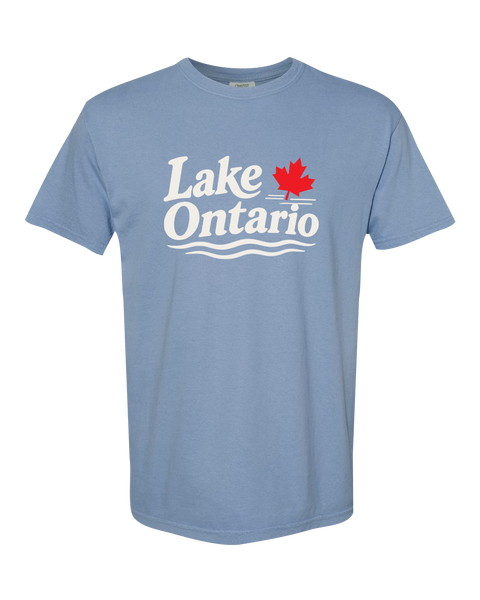 "Lake Ontario" Maple Leaf Adult Cotton T-Shirt with Printed Logo