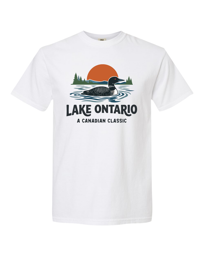 "Lake Ontario" A Canadian Classic Adult Cotton T-Shirt with Printed Logo