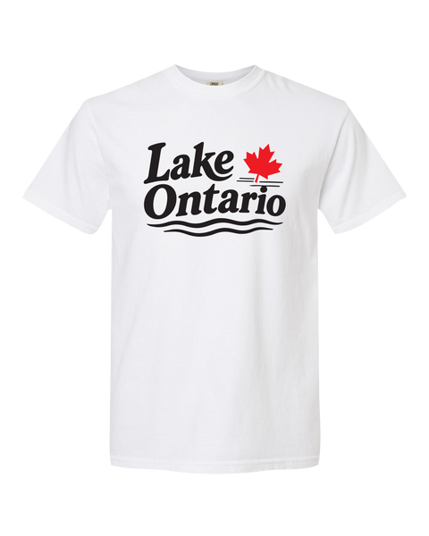 "Lake Ontario" Maple Leaf Adult Cotton T-Shirt with Printed Logo