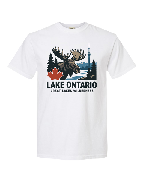 "Lake Ontario" Great Lakes Wilderness Adult Cotton T-Shirt with Printed Logo