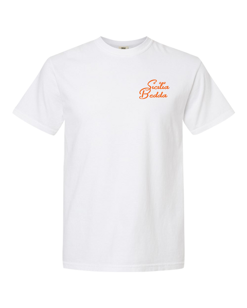 "Sicilia Bedda" Adult Garment-Dyed Heavyweight T-Shirt with Printed Logos