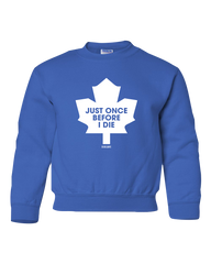 "Just Once Before I Die" Retro 90s Disbeleafs Youth Fleece Crewneck with Printed Logo