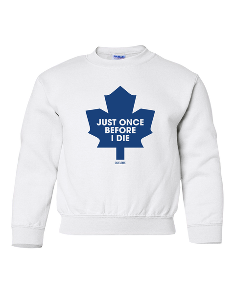 "Just Once Before I Die" Retro 90s Disbeleafs Youth Fleece Crewneck with Printed Logo