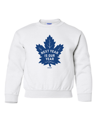 "Next Year Is Our Year" Disbeleafs Youth Fleece Crewneck with Printed Logo