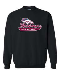 David Maxwell Mustangs Adult Fleece Crewneck with Printed Logo
