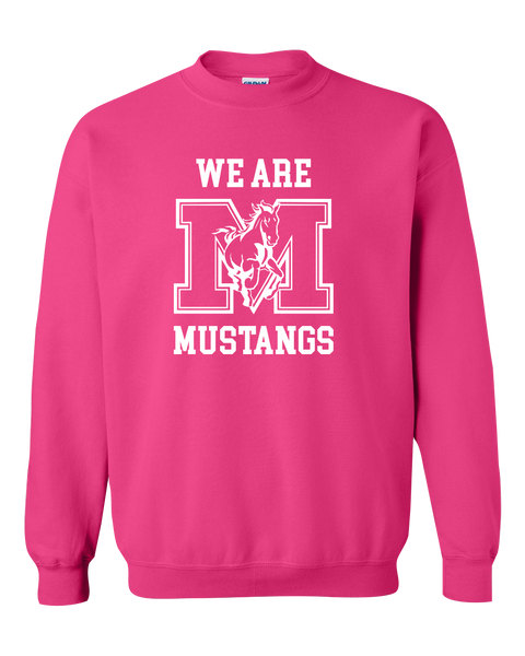 "We Are Mustangs" Vincent Massey Adult Fleece Crewneck with Printed Logo