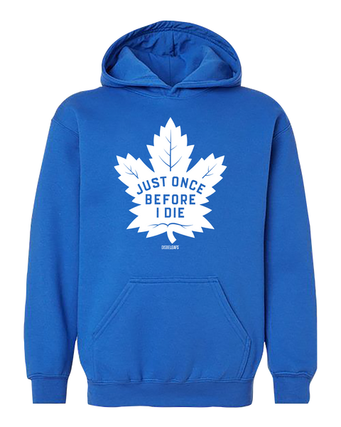 "Just Once Before I Die" Disbeleafs Youth Heavy Blend Hooded Sweatshirt with Printed Logo