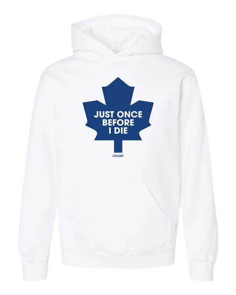 "Just Once Before I Die" Retro 90s Disbeleafs Youth Heavy Blend Hooded Sweatshirt with Printed Logo