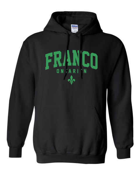 "Franco-Ontarien" Varsity Adult Heavy Blend Hooded Sweatshirt with Printed Logo