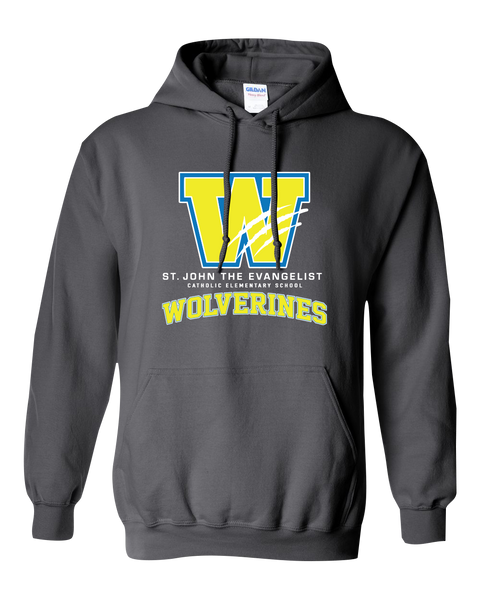 St. John the Evangelist Wolverines Adult Cotton Hooded Sweatshirt with Printed Logo