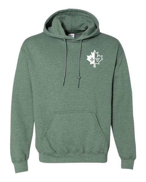 "Franco-Ontarian Maple Leaf" Adult Heavy Blend Hooded Sweatshirt with Printed Logo