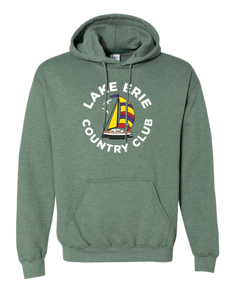 Lake Erie Country Club Adult Cotton Pull Over Hooded Sweatshirt with Printed Colour Logo