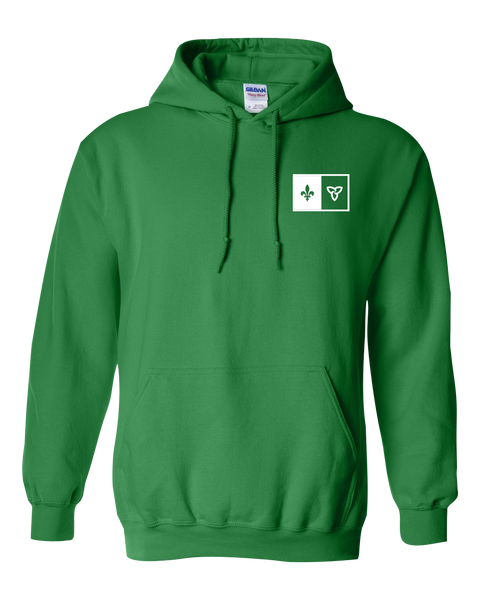 "Franco-Ontarian Flag" Adult Heavy Blend Hooded Sweatshirt with Embroidered Logo