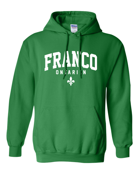 "Franco-Ontarien" Varsity Adult Heavy Blend Hooded Sweatshirt with Printed Logo