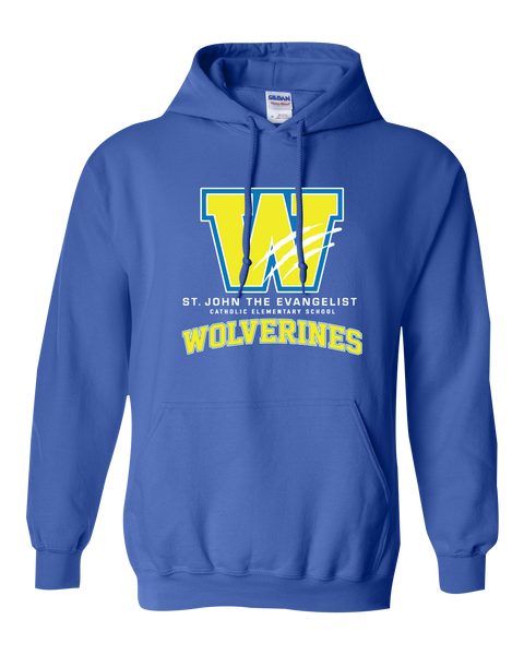 St. John the Evangelist Wolverines Youth Cotton Hooded Sweatshirt with Printed Logo & Personalization