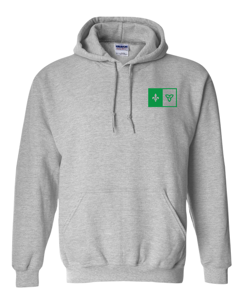 "Franco-Ontarian Flag" Adult Heavy Blend Hooded Sweatshirt with Embroidered Logo