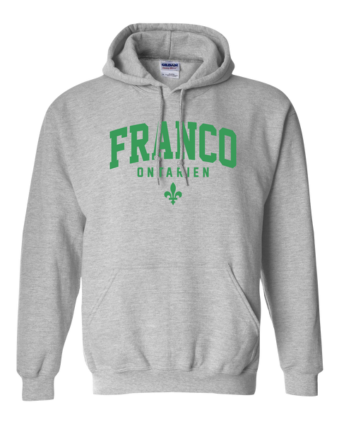"Franco-Ontarien" Varsity Adult Heavy Blend Hooded Sweatshirt with Printed Logo