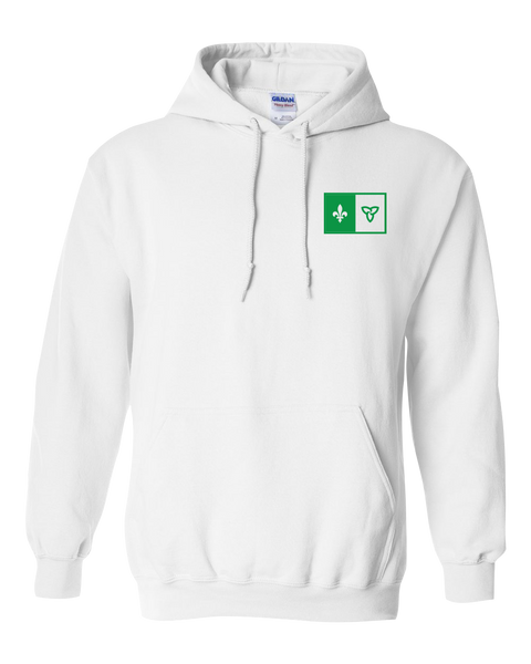 "Franco-Ontarian Flag" Adult Heavy Blend Hooded Sweatshirt with Embroidered Logo