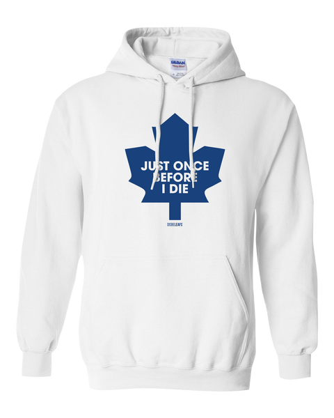 "Just Once Before I Die" Retro 90s Disbeleafs Adult Heavy Blend Hooded Sweatshirt with Printed Logo