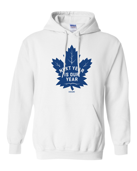 "Next Year Is Our Year" Disbeleafs Adult Heavy Blend Hooded Sweatshirt with Printed Logo