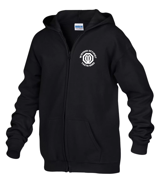 Windsor Optimist Band Youth Gildan Heavy Blend Full Zip Hooded Sweatshirt with Embroidered Logo