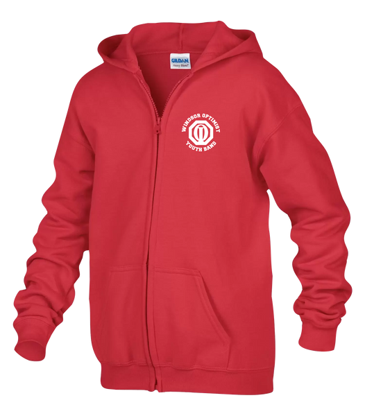 Windsor Optimist Band Youth Gildan Heavy Blend Full Zip Hooded Sweatshirt with Embroidered Logo