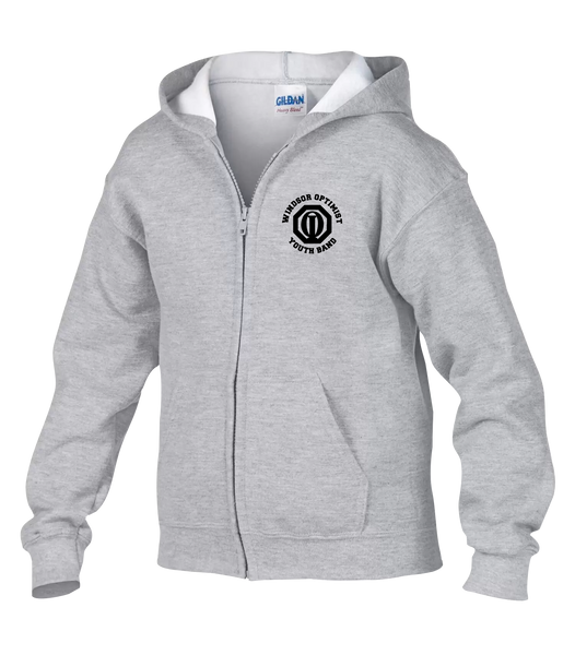 Windsor Optimist Band Youth Gildan Heavy Blend Full Zip Hooded Sweatshirt with Embroidered Logo