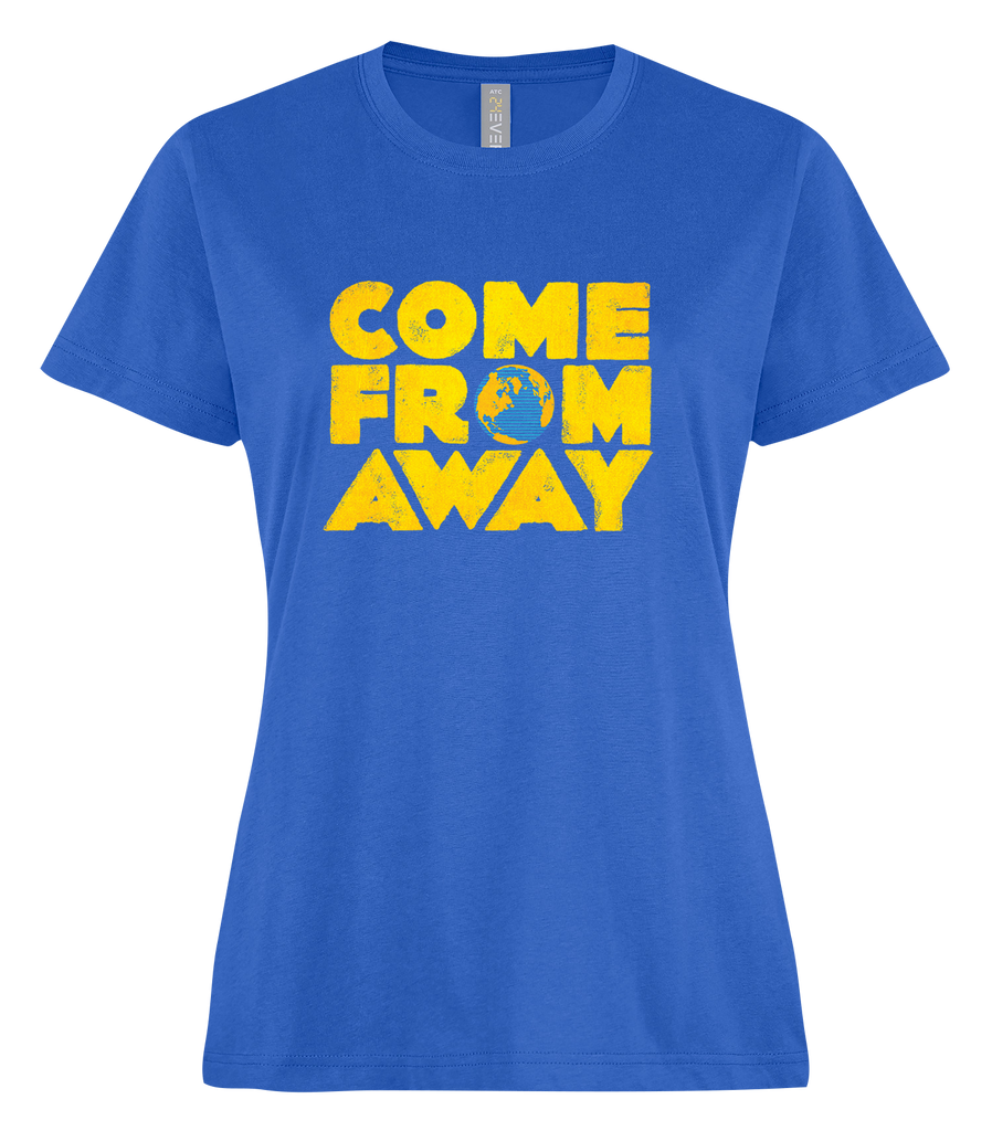 'Come From Away' Ladies Ring Spun T-Shirt with Printed Logo