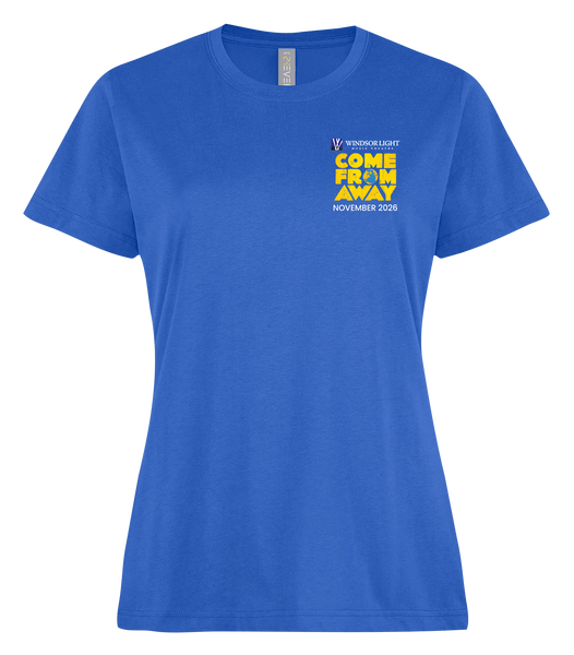 'Come From Away' Map Ladies Ring Spun T-Shirt with Printed Left Chest Logo