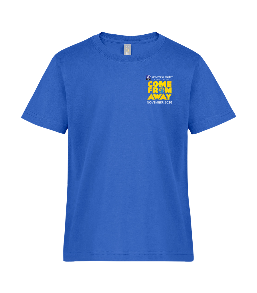 'Come From Away' Map Adult Ring Spun T-Shirt with Printed Left Chest Logo