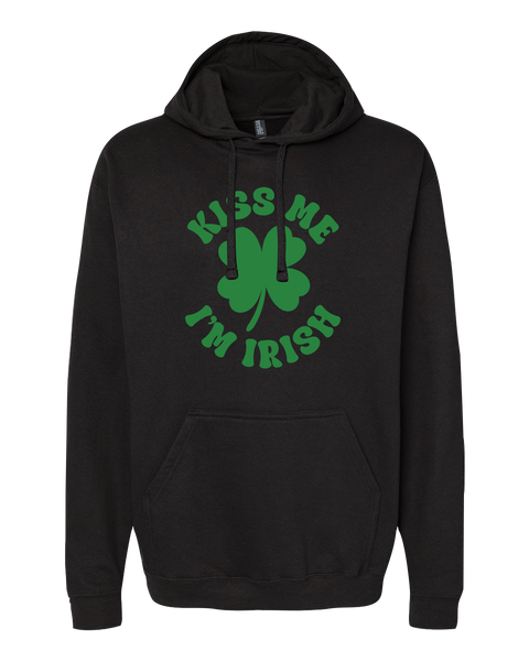 "Kiss Me I'm Irish" Adult Fleece Crewneck with Printed Logo