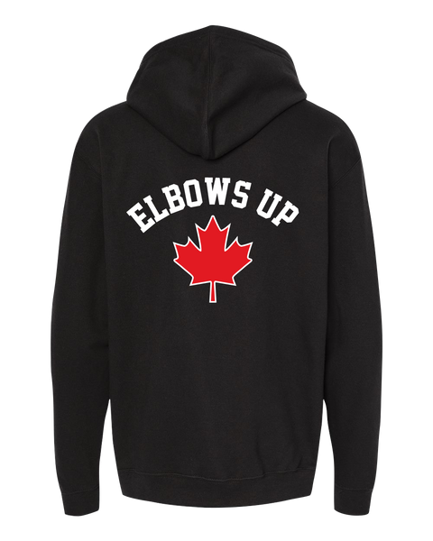 "Elbows Up" Adult Pullover Hoodie with Printed Logo