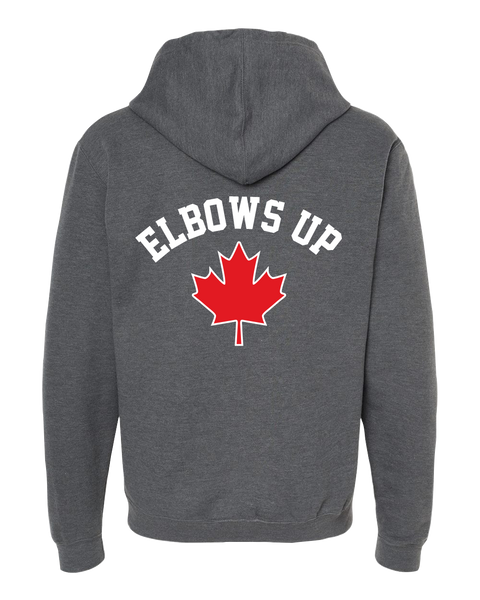"Elbows Up" Adult Pullover Hoodie with Printed Logo