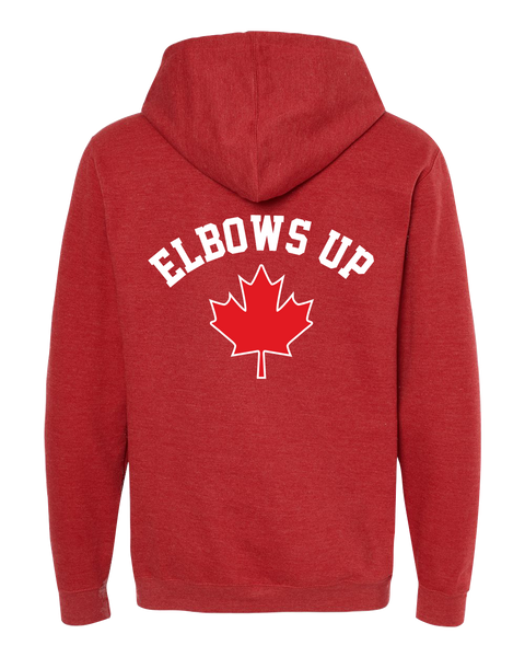 "Elbows Up" Adult Pullover Hoodie with Printed Logo