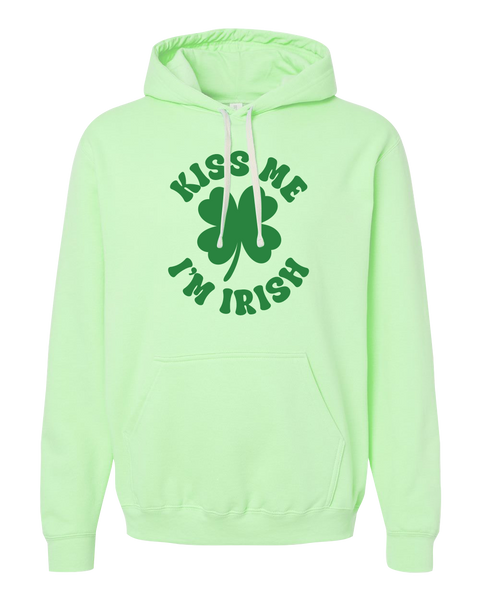 "Kiss Me I'm Irish" Adult Fleece Crewneck with Printed Logo