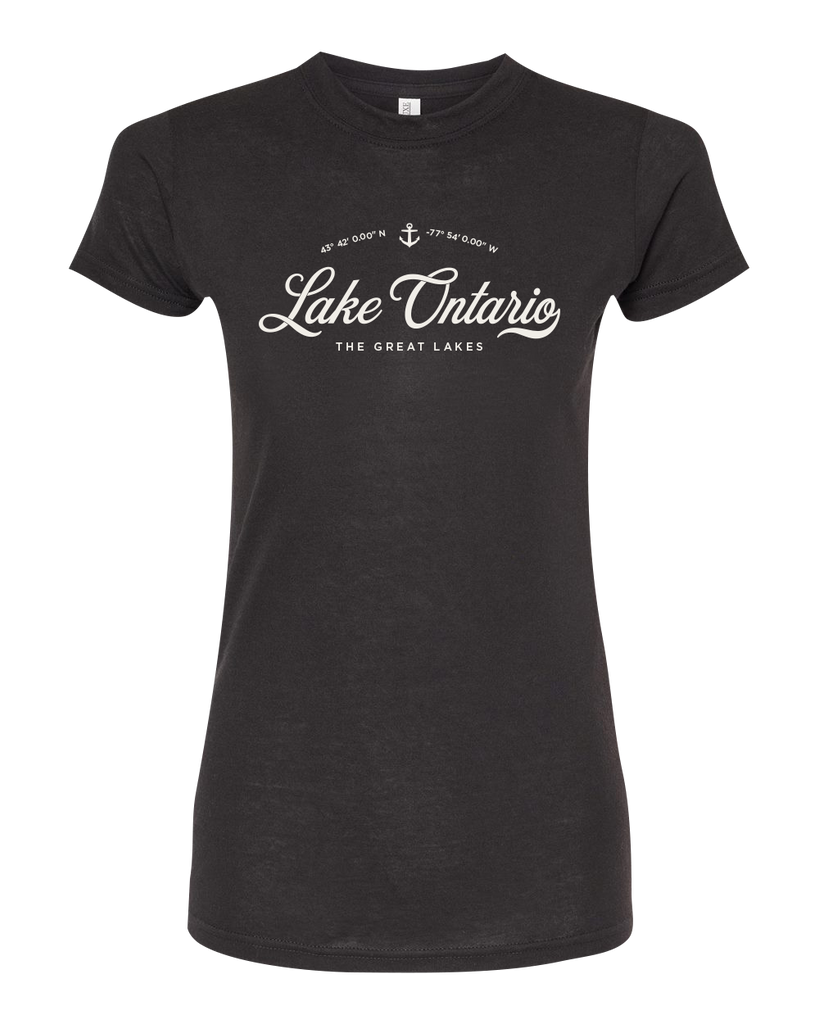 "Lake Ontario" Script Ladies Deluxe Blend T-Shirt with Printed Logo
