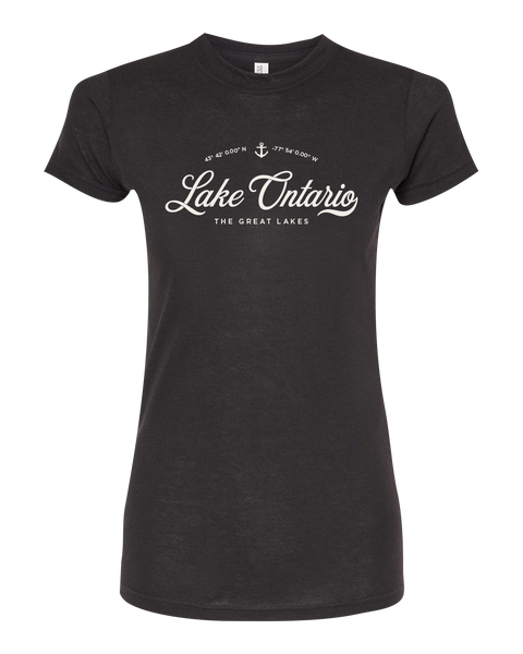 "Lake Ontario" Script Ladies Deluxe Blend T-Shirt with Printed Logo