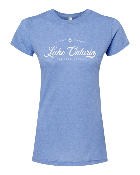 "Lake Ontario" Script Ladies Deluxe Blend T-Shirt with Printed Logo