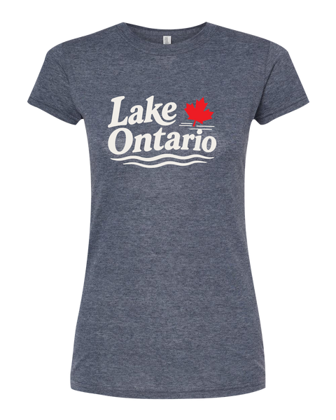 "Lake Ontario" Maple Leaf Ladies Deluxe Blend T-Shirt with Printed Logo