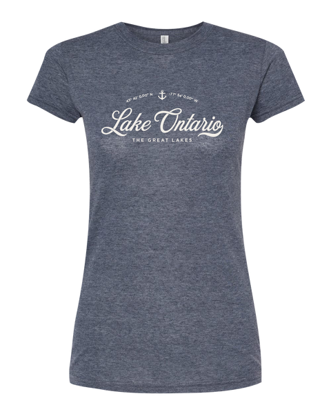 "Lake Ontario" Script Ladies Deluxe Blend T-Shirt with Printed Logo