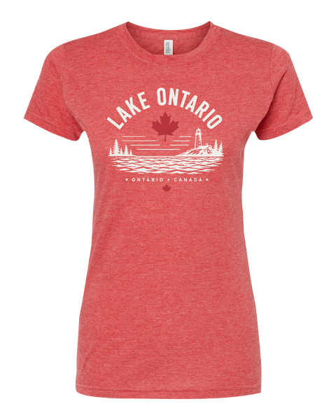 "Lake Ontario" Lighthouse Ladies Deluxe Blend T-Shirt with Printed Logo