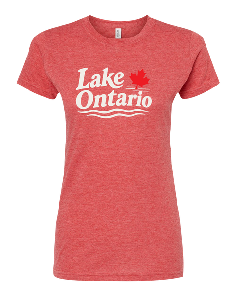 "Lake Ontario" Maple Leaf Ladies Deluxe Blend T-Shirt with Printed Logo