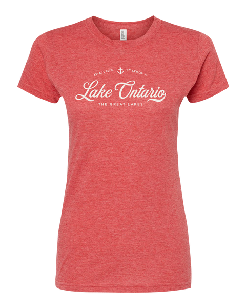 "Lake Ontario" Script Ladies Deluxe Blend T-Shirt with Printed Logo