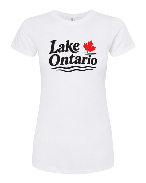 "Lake Ontario" Maple Leaf Ladies Deluxe Blend T-Shirt with Printed Logo