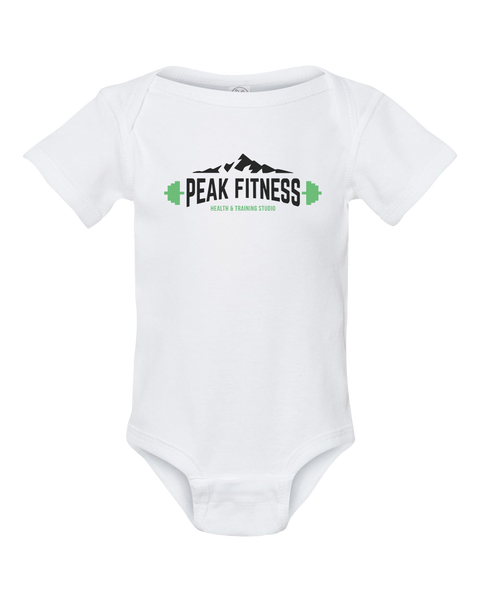 Peak Fitness Infant Baby Onesie with Printed Logo