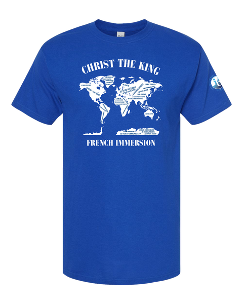 Christ The King 'World' Adult Cotton T-Shirt with Printed logo